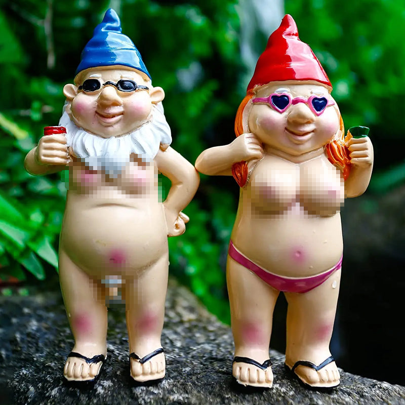 Naughty Garden Gnome Funny Statue