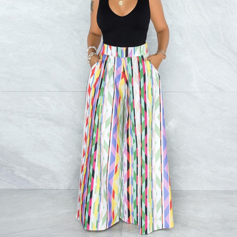 Casual Street Mid Waist Full Length Wide Leg Pants