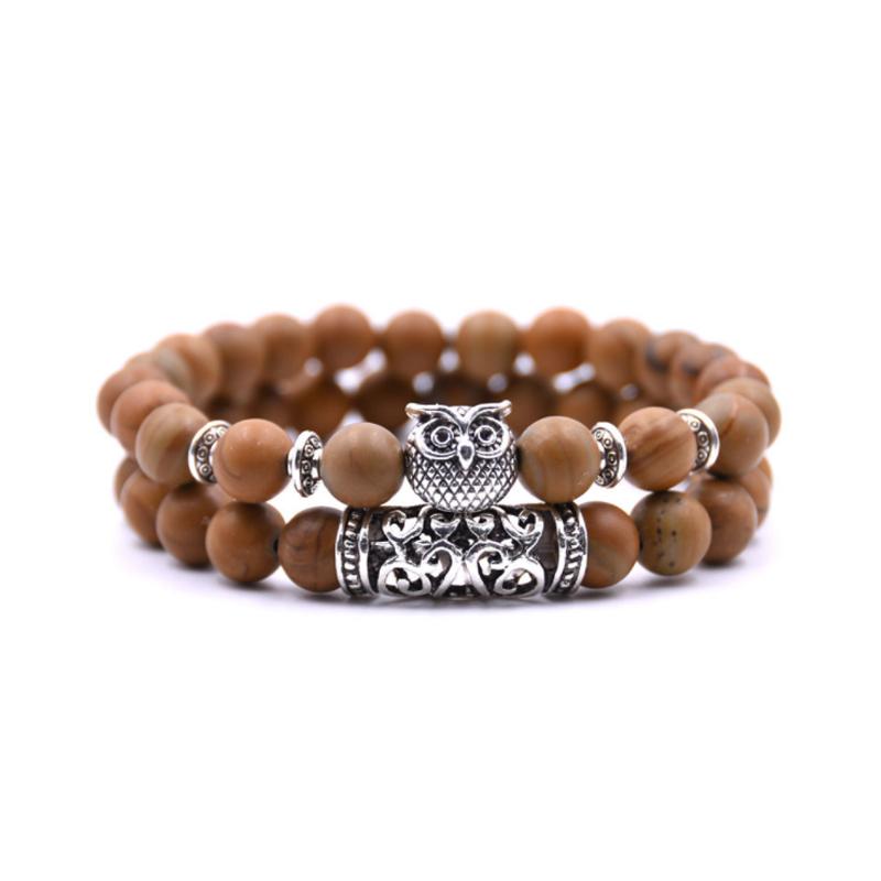 Owl Charm Natural Stone Bracelet