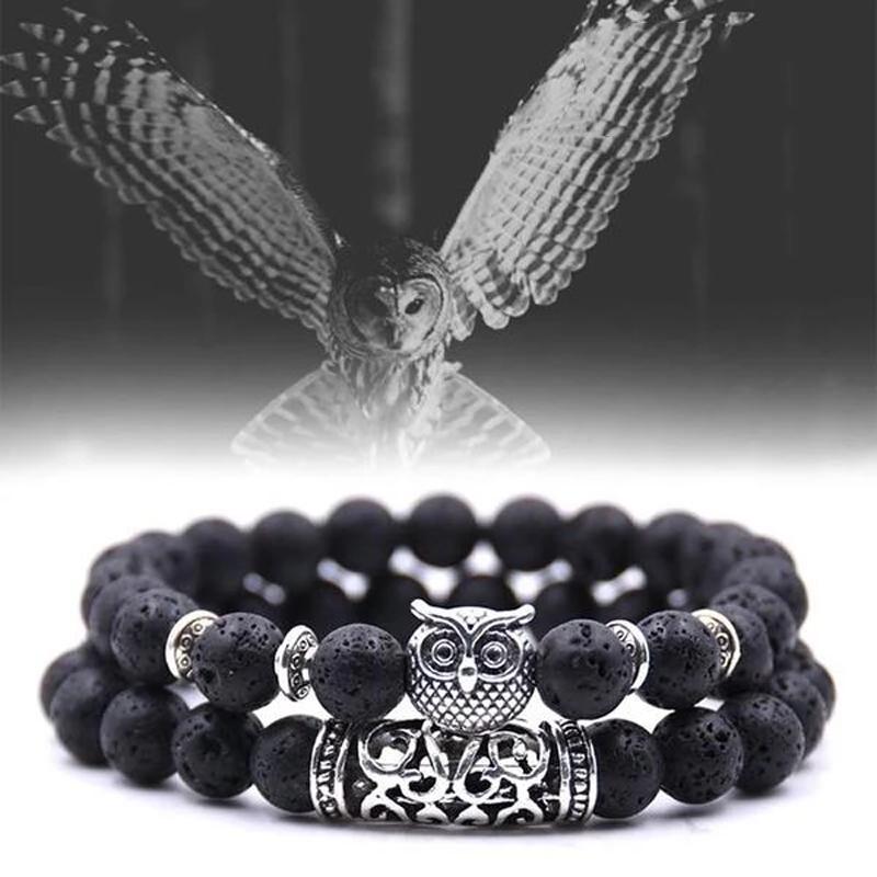 Owl Charm Natural Stone Bracelet