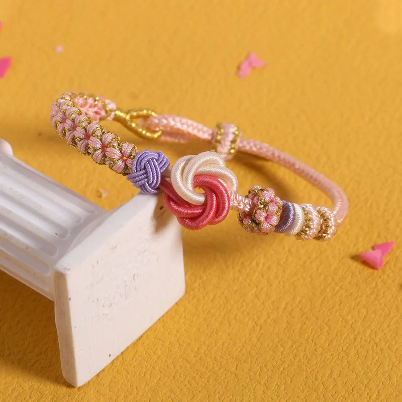 Peach Blossom Knot Braided Bracelet