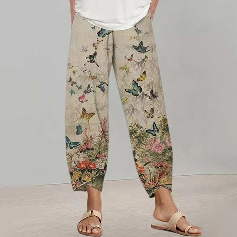 Women's Butterfly Print Trousers