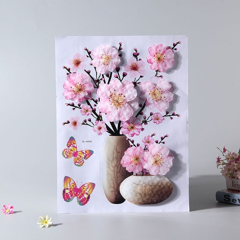 3D Stereo Vase Wall Sticker Self-adhesive