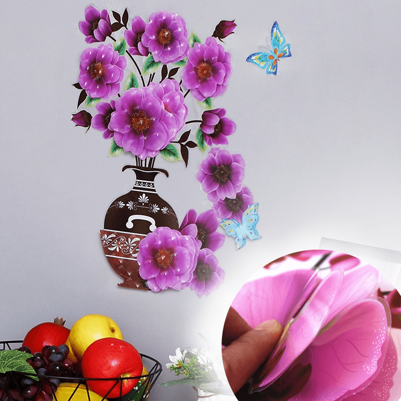 3D Stereo Vase Wall Sticker Self-adhesive