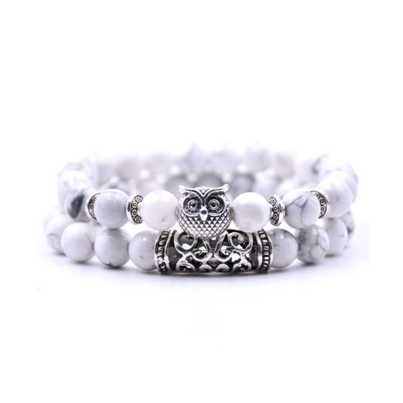 Owl Charm Natural Stone Bracelet