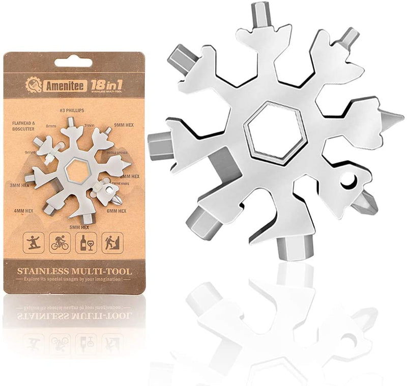 18-in-1 stainless steel snowflakes multi-tool&keychain