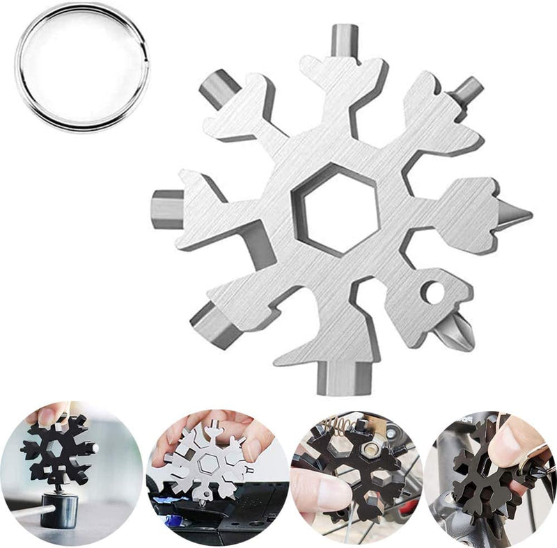 18-in-1 stainless steel snowflakes multi-tool&keychain