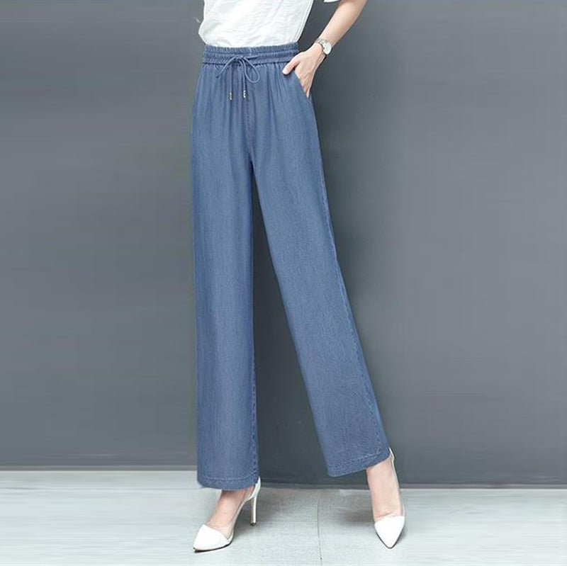 High Waist Loose Ice Silk Pants