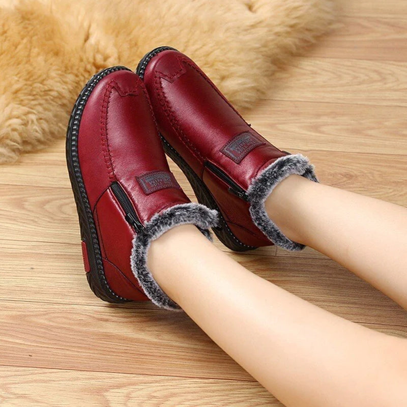 Women's Waterproof Non-slip Cotton Leather Boots