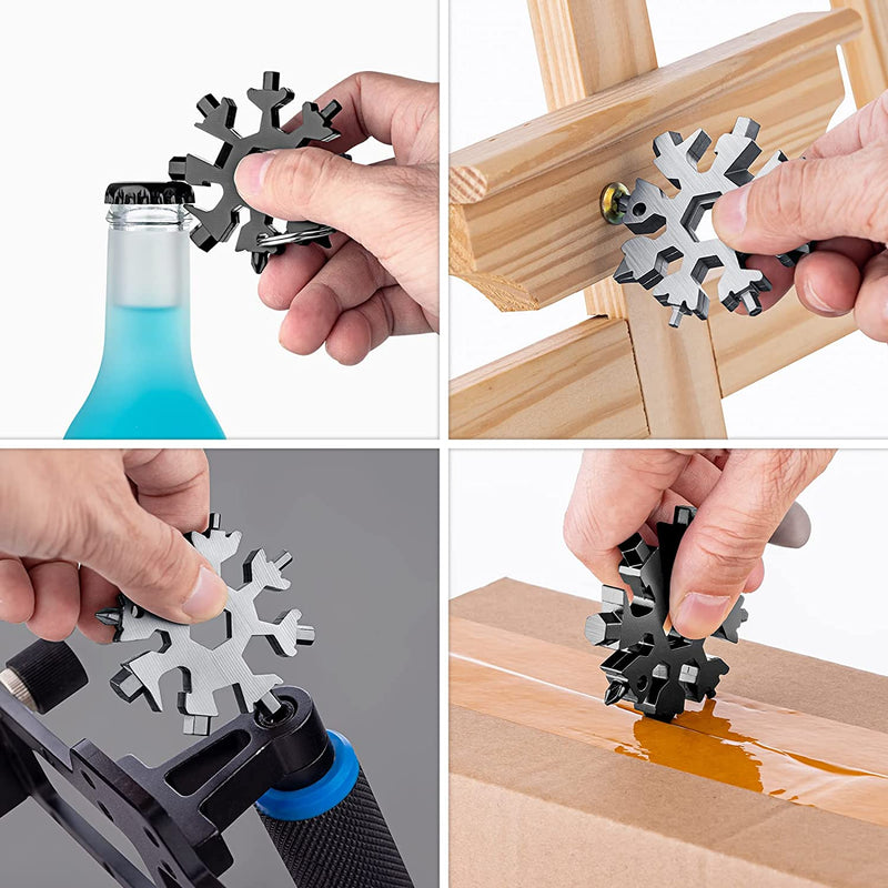 18-in-1 stainless steel snowflakes multi-tool&keychain