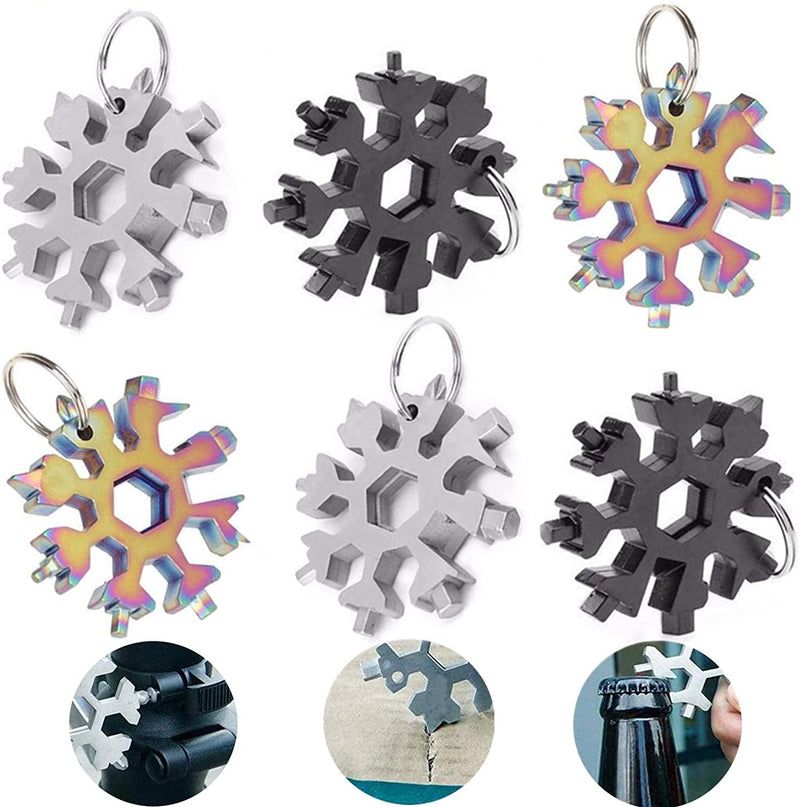 18-in-1 stainless steel snowflakes multi-tool&keychain