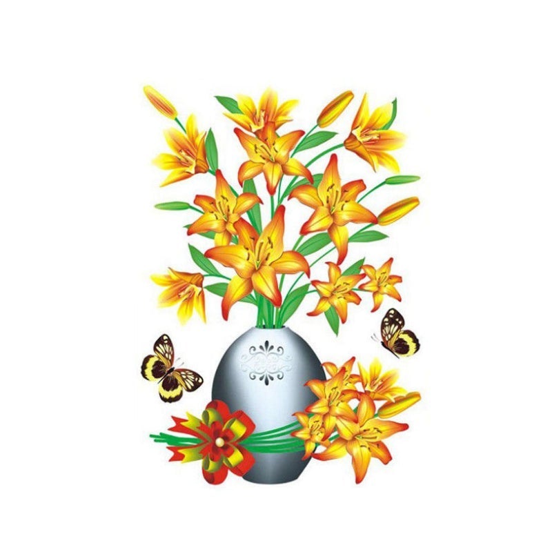 3D Stereo Vase Wall Sticker Self-adhesive