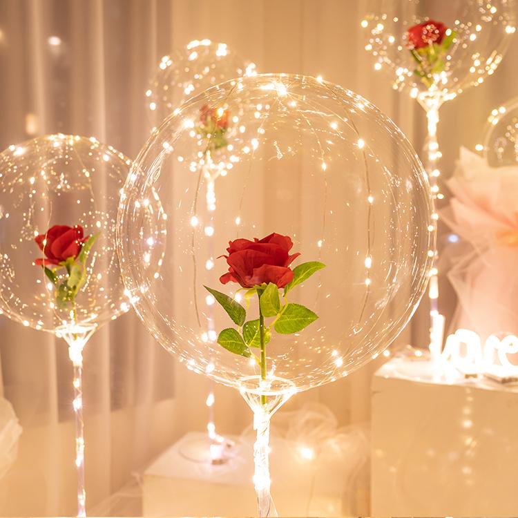 ❤️Valentine's Day Gift❤️ -  LED Luminous Rose Balloon Boba Bouquet