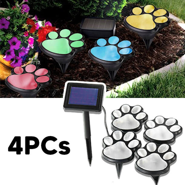 Solar-Powered Paw Print Lights Garden Lantern