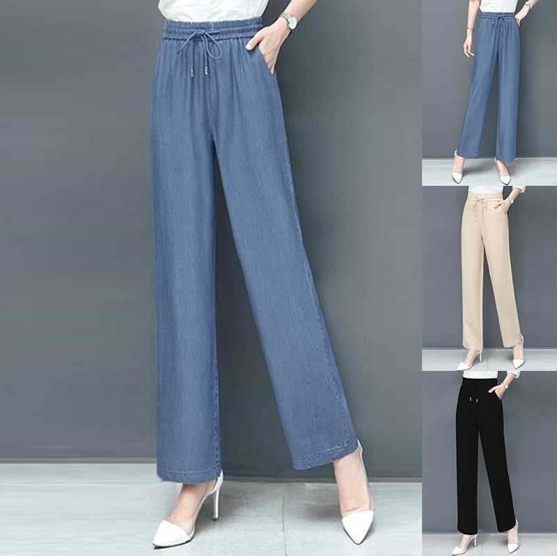 High Waist Loose Ice Silk Pants